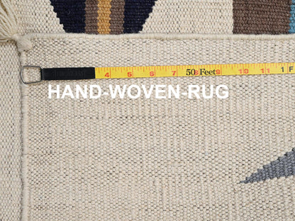 Blue 9'5" x 11'7" Flat Weave Hand woven Wool Rug - Sku: O02698