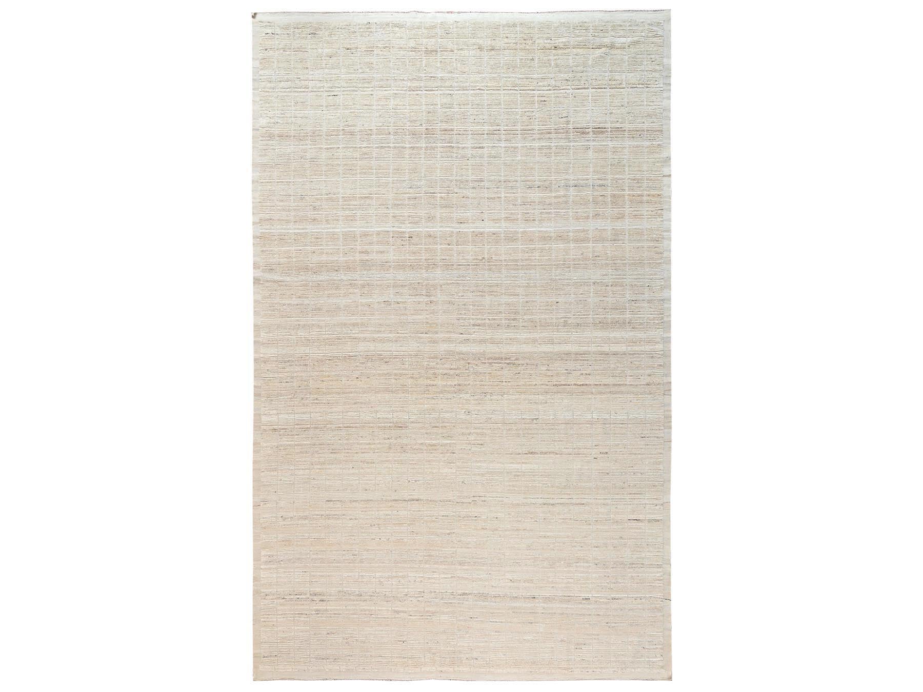 Tribal & Geometric hand-knotted wool rug in Ivory, 12'8" x 20'2" — SKU O02700