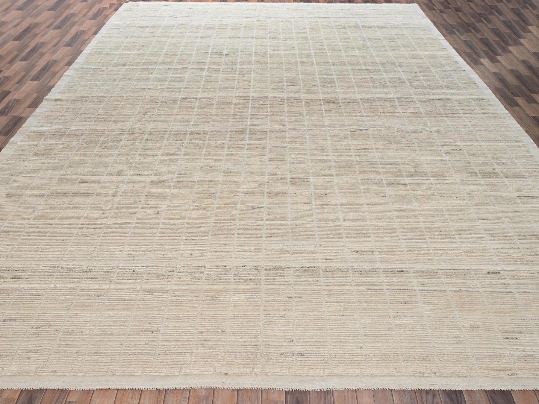 Tribal & Geometric hand-knotted wool rug in Ivory, 12'8" x 20'2" — SKU O02700 (view 2)