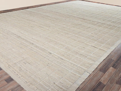 Tribal & Geometric hand-knotted wool rug in Ivory, 12'8" x 20'2" — SKU O02700 (view 3)
