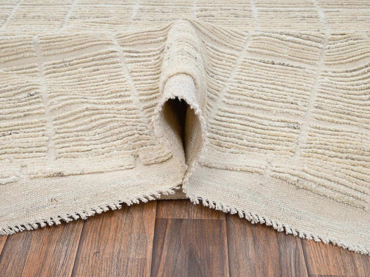Tribal & Geometric hand-knotted wool rug in Ivory, 12'8" x 20'2" — SKU O02700 (view 6)