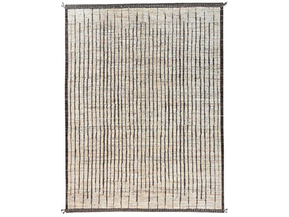 Ivory 9'2" x 11'11" Tribal & Geometric Hand knotted Wool Rug - Sku: O02701