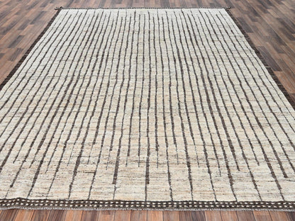Ivory 9'2" x 11'11" Tribal & Geometric Hand knotted Wool Rug - Sku: O02701