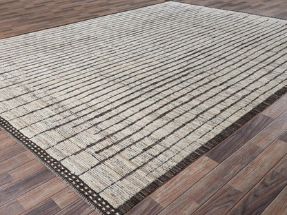 Ivory 9'2" x 11'11" Tribal & Geometric Hand knotted Wool Rug - Sku: O02701