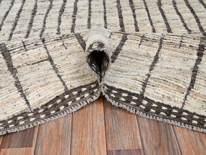 Ivory 9'2" x 11'11" Tribal & Geometric Hand knotted Wool Rug - Sku: O02701