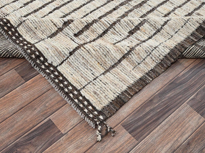 Ivory 9'2" x 11'11" Tribal & Geometric Hand knotted Wool Rug - Sku: O02701
