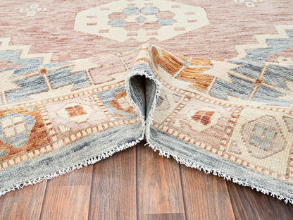 Blue 11'7" x 14'7" Oushak And Peshawar Hand knotted Wool Rug - Sku: O02702