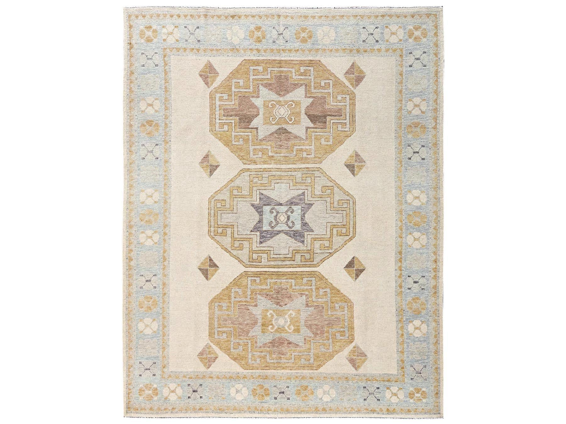 Ivory 7'11" x 10'3" Oushak And Peshawar Hand knotted Wool Rug - Sku: O02707