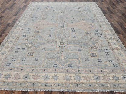 Oushak hand-knotted wool rug in Blue & Ivory, 7'8" x 10'7" — SKU O02708 (view 2)