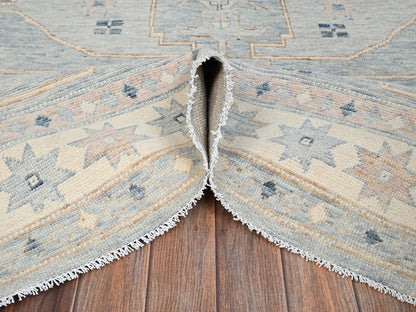 Blue 7'8" x 10'7" Oushak And Peshawar Hand knotted Wool Rug - Sku: O02708