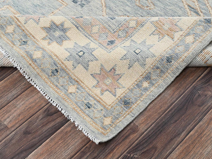 Blue 7'8" x 10'7" Oushak And Peshawar Hand knotted Wool Rug - Sku: O02708