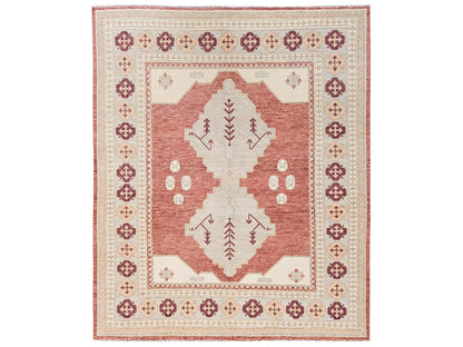 Oushak hand-knotted wool rug in Red & Gray, 7'9" x 9'6" — SKU O02709