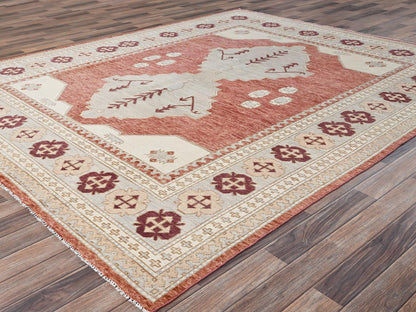 Oushak hand-knotted wool rug in Red & Gray, 7'9" x 9'6" — SKU O02709 (view 3)