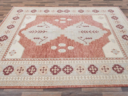 Oushak hand-knotted wool rug in Red & Gray, 7'9" x 9'6" — SKU O02709 (view 4)