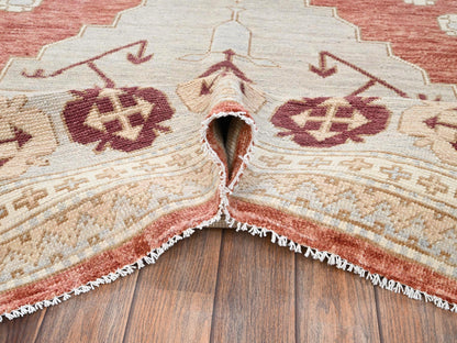 Oushak hand-knotted wool rug in Red & Gray, 7'9" x 9'6" — SKU O02709 (view 6)