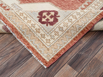 Red 7'9" x 9'6" Oushak And Peshawar Hand knotted Wool Rug - Sku: O02709
