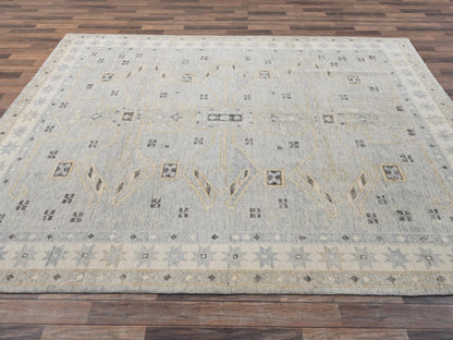 Grey 7'11" x 9'9" Oushak And Peshawar Hand knotted Wool Rug - Sku: O02710