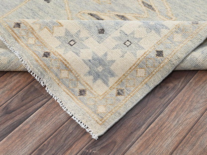 Grey 7'11" x 9'9" Oushak And Peshawar Hand knotted Wool Rug - Sku: O02710