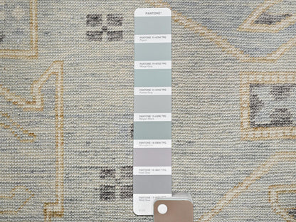 Grey 7'11" x 9'9" Oushak And Peshawar Hand knotted Wool Rug - Sku: O02710