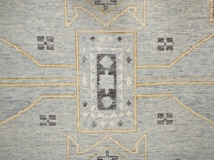 Grey 7'11" x 9'9" Oushak And Peshawar Hand knotted Wool Rug - Sku: O02710
