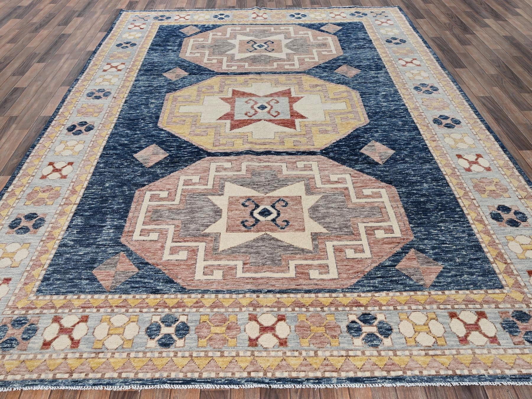 Blue 8'8" x 11'9" Kazak Hand knotted Wool Rug - Sku: O02711