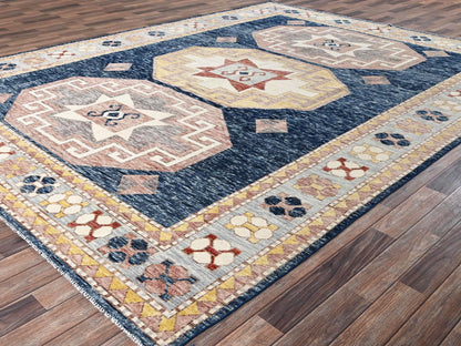 Blue 8'8" x 11'9" Kazak Hand knotted Wool Rug - Sku: O02711