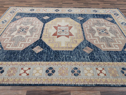 Blue 8'8" x 11'9" Kazak Hand knotted Wool Rug - Sku: O02711