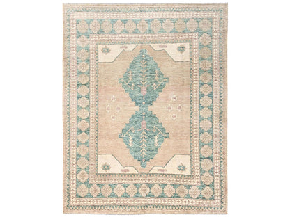 Brown 7'9" x 9'11" Oushak And Peshawar Hand knotted Wool Rug - Sku: O02712