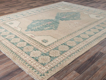 Brown 7'9" x 9'11" Oushak And Peshawar Hand knotted Wool Rug - Sku: O02712
