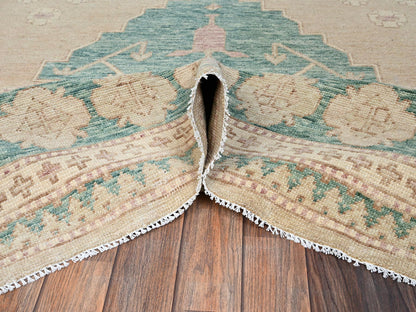Brown 7'9" x 9'11" Oushak And Peshawar Hand knotted Wool Rug - Sku: O02712