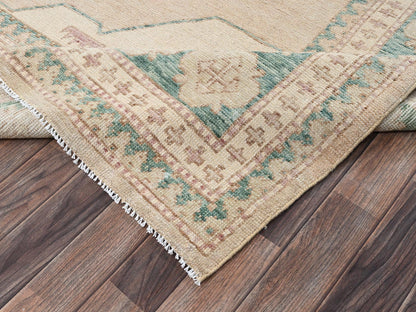 Brown 7'9" x 9'11" Oushak And Peshawar Hand knotted Wool Rug - Sku: O02712
