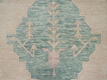 Brown 7'9" x 9'11" Oushak And Peshawar Hand knotted Wool Rug - Sku: O02712