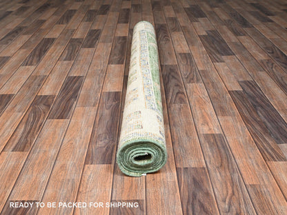 Green 4'11" x 7'4" Oushak And Peshawar Hand knotted Wool Rug - Sku: O02714