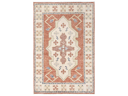 Oushak hand-knotted wool rug in Orange & Ivory, 4'10" x 7'4" — SKU O02715