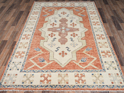 Oushak hand-knotted wool rug in Orange & Ivory, 4'10" x 7'4" — SKU O02715 (view 2)