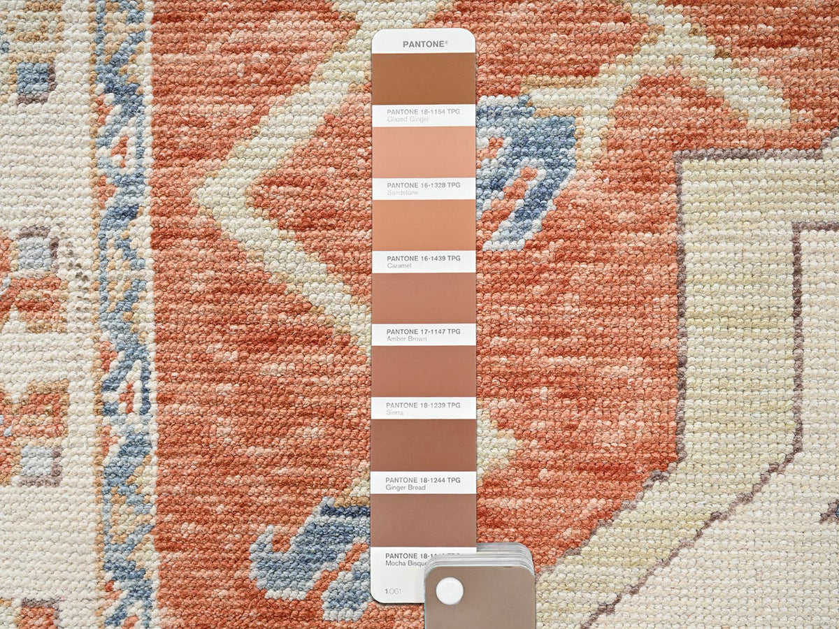 Oushak hand-knotted wool rug in Orange & Ivory, 4'10" x 7'4" — SKU O02715 (view 4)
