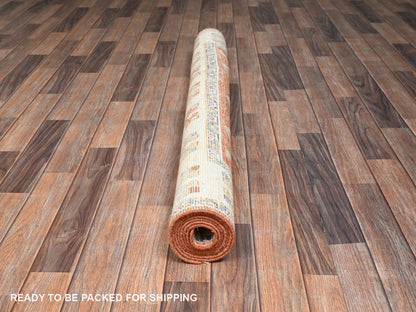 Orange 4'10" x 7'4" Oushak And Peshawar Hand knotted Wool Rug - Sku: O02715