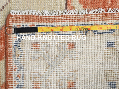 Orange 4'10" x 7'4" Oushak And Peshawar Hand knotted Wool Rug - Sku: O02715