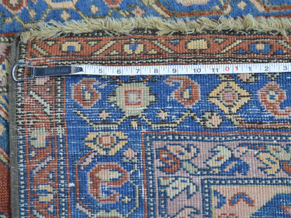 Red 3'7" x 14'2" Antique Hand knotted Wool Rug - Sku: O027175
