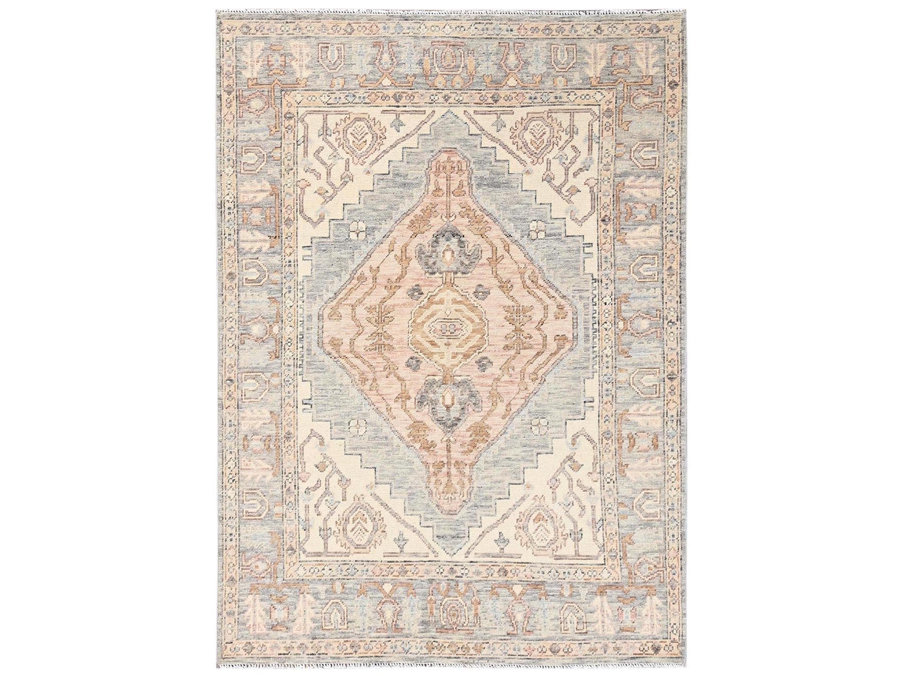 Brown 4'11" x 6'10" Oushak And Peshawar Hand knotted Wool Rug - Sku: O02717