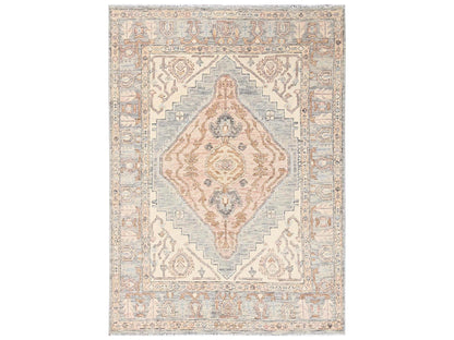 Brown 4'11" x 6'10" Oushak And Peshawar Hand knotted Wool Rug - Sku: O02717