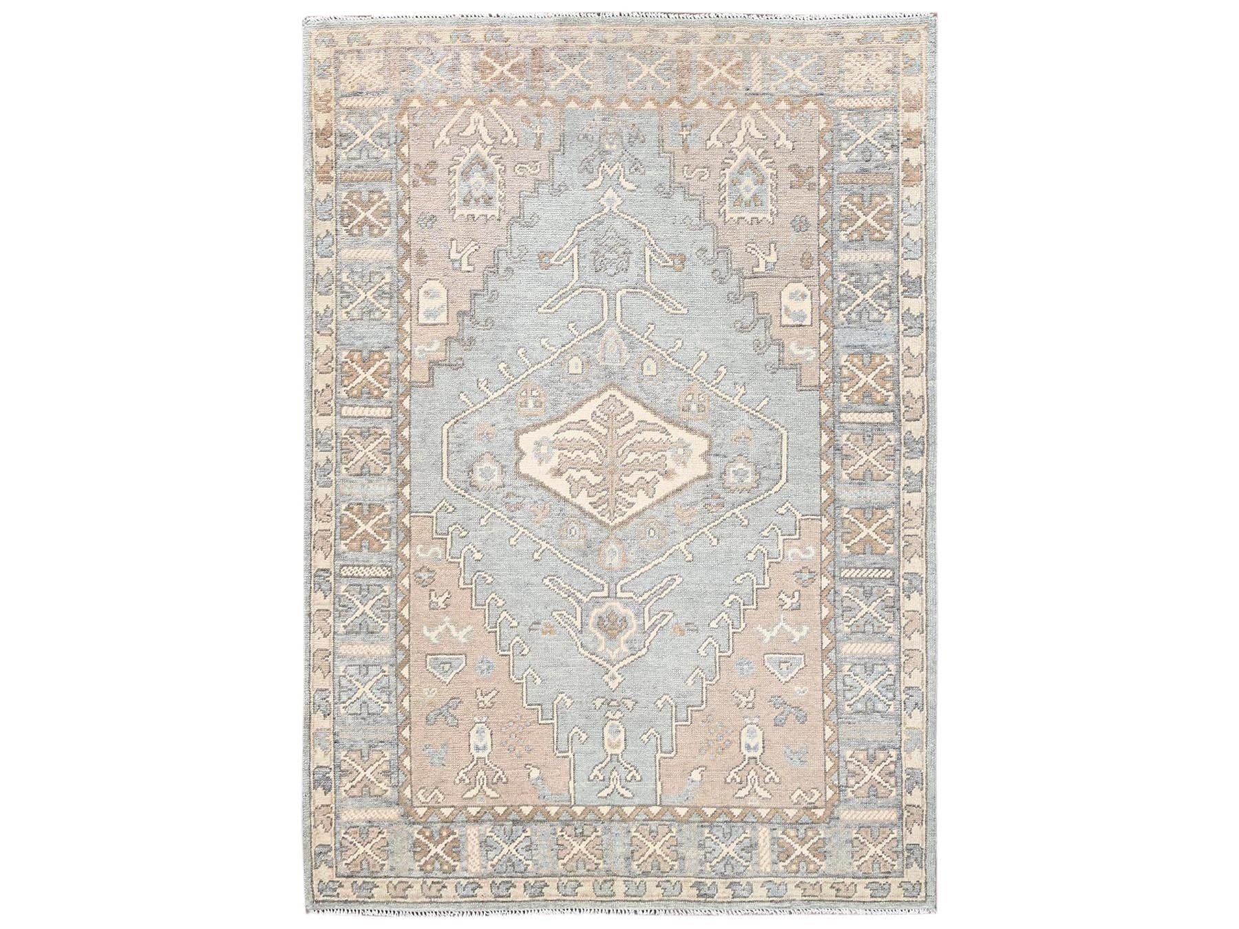 Grey 4'9" x 6'9" Oushak And Peshawar Hand knotted Wool Rug - Sku: O02718