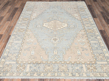 Oushak hand-knotted wool rug in Gray, 4'9" x 6'9" — SKU O02718 (view 2)