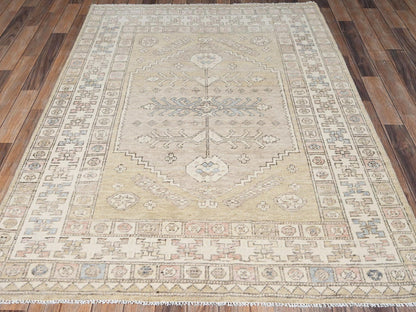Oushak hand-knotted wool rug in Yellow & Ivory, 4'10" x 6'10" — SKU O02719 (view 2)