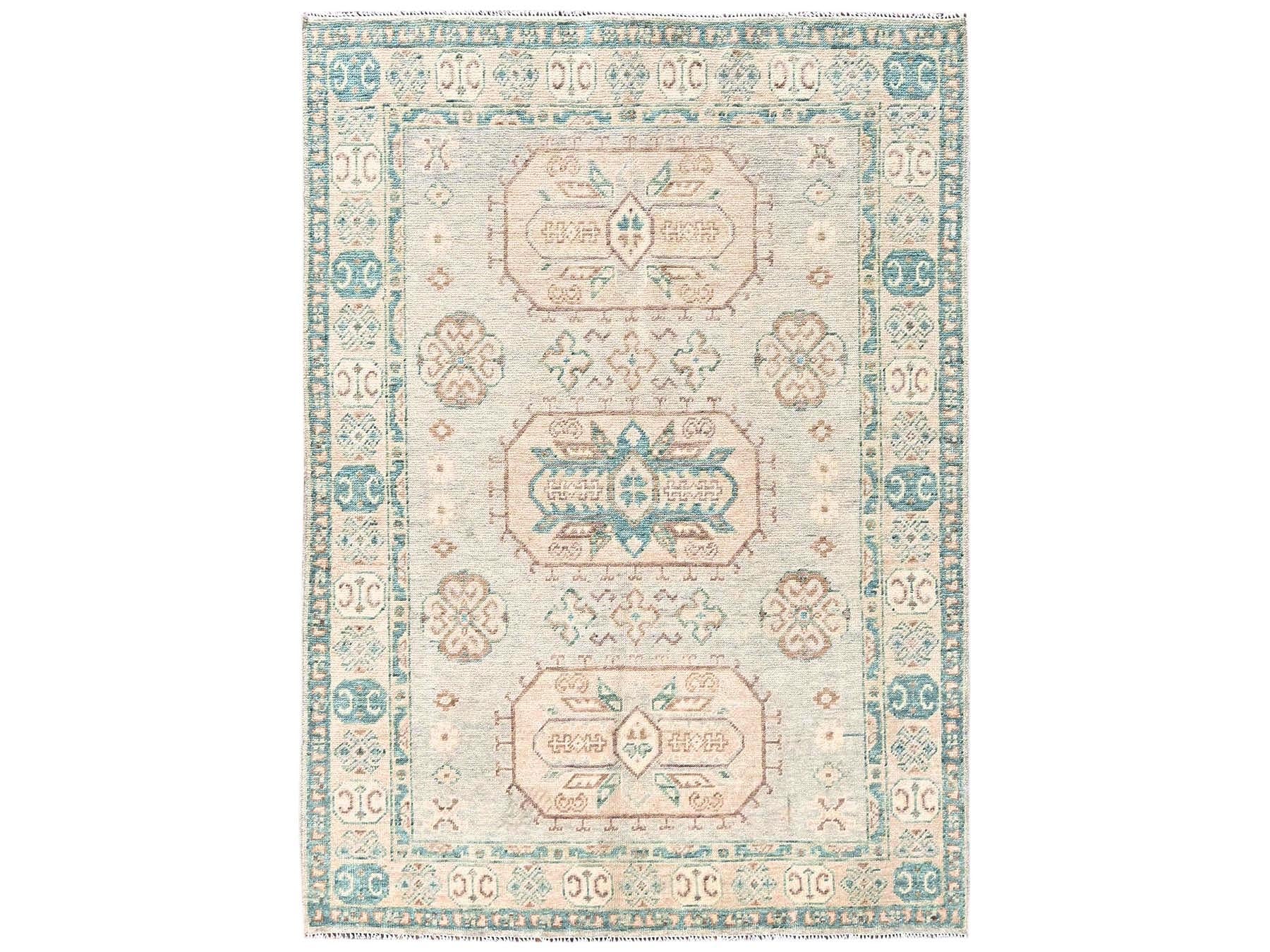 Grey 4'9" x 6'8" Kazak Hand knotted Wool Rug - Sku: O02720