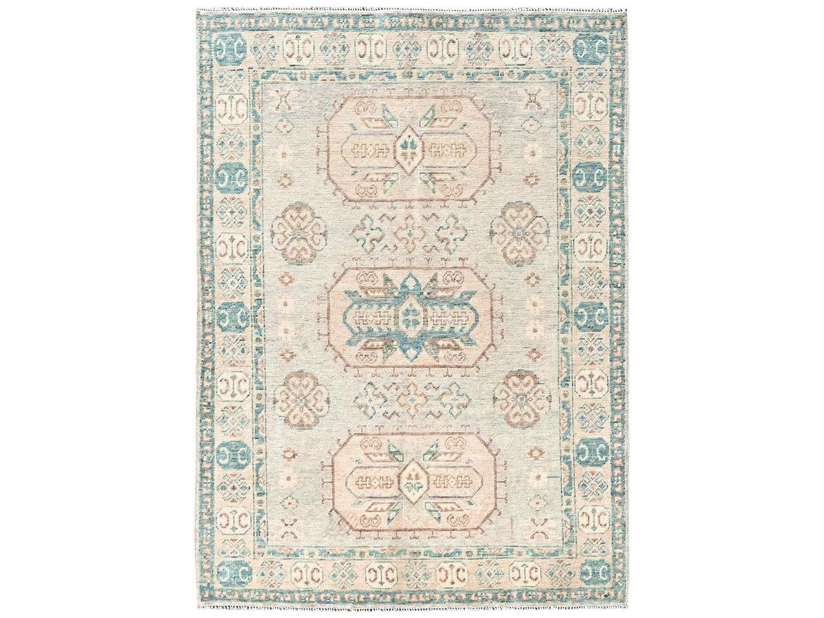 Kazak Kazak hand-knotted wool rug in Gray & Ivory, 4'9" x 6'8" — SKU O02720