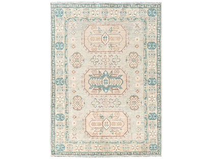 Kazak Kazak hand-knotted wool rug in Gray & Ivory, 4'9" x 6'8" — SKU O02720