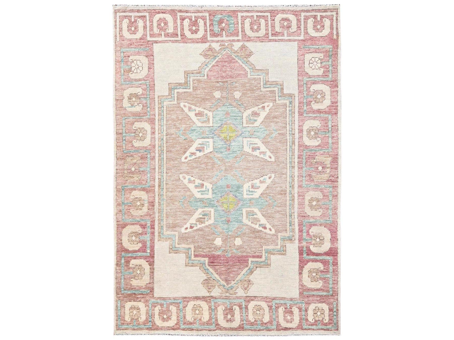 Brown 4'10" x 7'0" Oushak And Peshawar Hand knotted Wool Rug - Sku: O02721