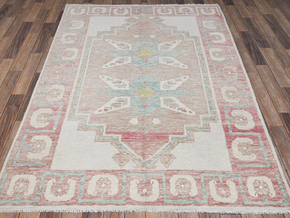 Brown 4'10" x 7'0" Oushak And Peshawar Hand knotted Wool Rug - Sku: O02721