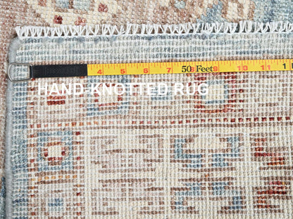 Blue 3'11" x 5'11" Oushak And Peshawar Hand knotted Wool Rug - Sku: O02726